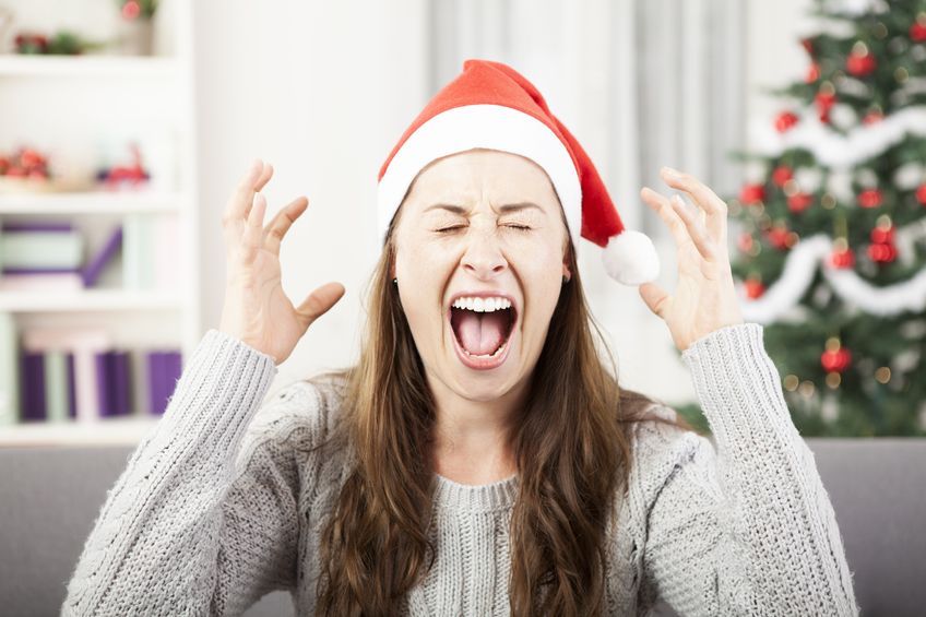 32638758 - young girl screams because of bad christmas stress
